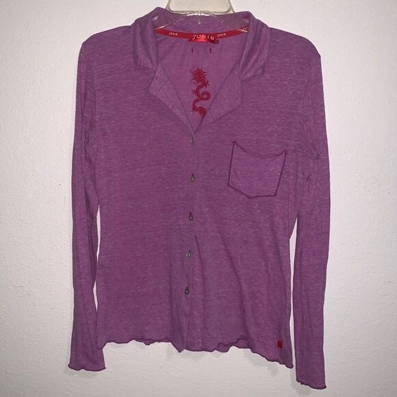 Josie Natori Button Down Blouse Top Dragon Sm - Picture 1 of 8